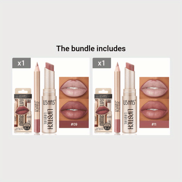 Golden Box Matte Lipstick + Lip Liner Lasting Waterproof Nude Lipstick 24 Hour Waterproof Velvet Nonstick Cup Lipgloss Lip Stain Pigmented Lip Makeup Valentine's Day Gifts - Image 39