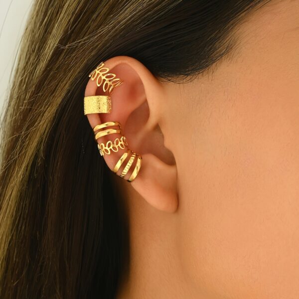 5pcs/set Fashion Trendy Design Classic Elegant Women's Ear Cuff, Iron Jewelry Set, For Women Daily Party Holiday Wearing - Image 7