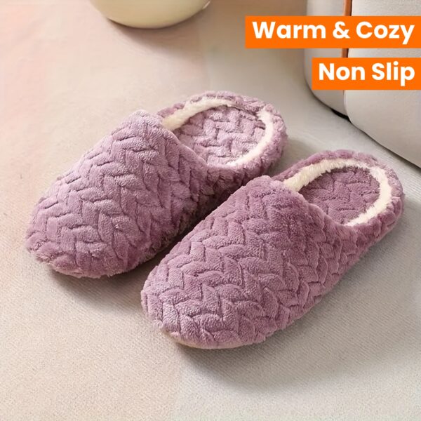Warm & Cozy Women's Plush Indoor Slippers, Closed Toe Non Slip Home Mute Shoes - Image 12