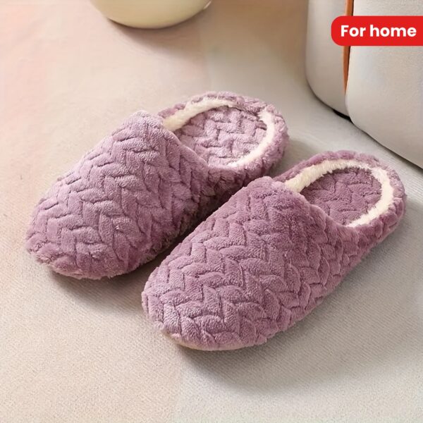 Warm & Cozy Women's Plush Indoor Slippers, Closed Toe Non Slip Home Mute Shoes - Image 13