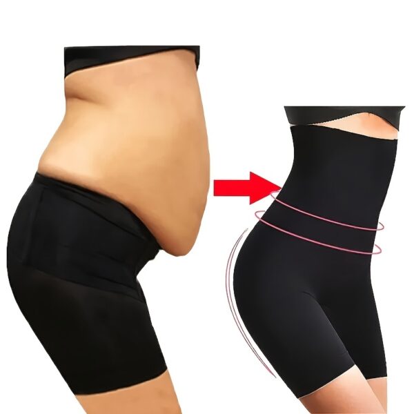 1pc High-Waist Tummy Control Shapewear Shorts for Women - Seamless, Butt Lifting, Comfortable Fit in Black or Beige, Ribbed Texture, Postpartum Support & Fitness Girdle Briefs, Seamless Undergarment|Invisible Waistband|Smooth Seamless Design
