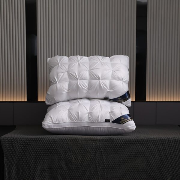 1pc Luxury 5-Star Hotel Quality Pillow, 600g Weight, 48.26x73.66 cm - Deep Sleep Neck Support, Non-Collapse High Pillow Core for All Seasons, White Satin Finish, Pillows for Sleeping - Image 2