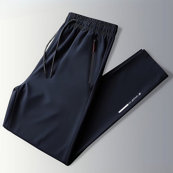 Men's Fashionable Letter Print Elastic Waist Trousers - Breathable, Casual, Zipper Pockets, Drawstring Design - Ideal for Outdoor Activities, Travel, Hiking, and Gift-Giving - Image 13