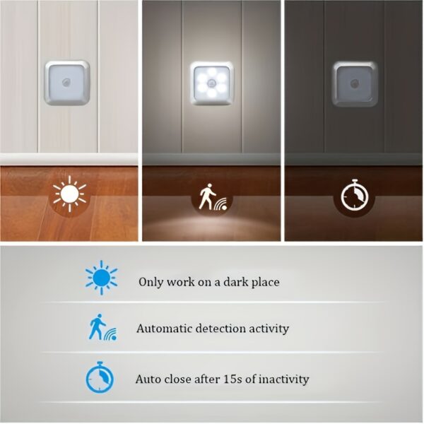 1 Piece Of 6-LED Motion Sensor Night Light, LED Wall Light, Cabinet Light, Wireless Staircase Light, Bedroom Corridor Staircase Indoor Decorative Light - Image 9