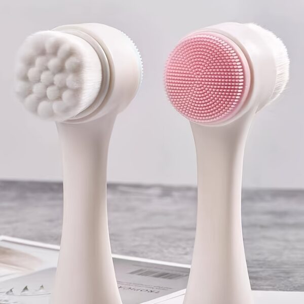 1pc Facial Cleansing Brush, Face Exfoliating Pore Deep Cleansing Brush, Double Side Silicone & Soft Bristle Face Wash Brush, Face Scrubber For Skincare