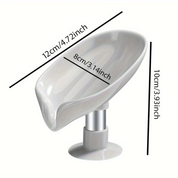 1pc Leaf-Shaped Soap Box Drain Soap Rack Bathroom Accessories Suction Cup Soap Dish Tray Soap Dish Bathroom Soap Box Bathroom Receiver - Image 4