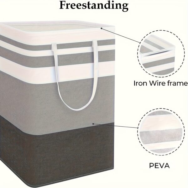 Large Laundry Basket, Freestanding with Expandable Folding Clothes Rack, Suitable for Dorm and Home Clothing Toys - Gradient Gray, 74.99L, Suitable for Hotel, Laundry Baskets - Image 2
