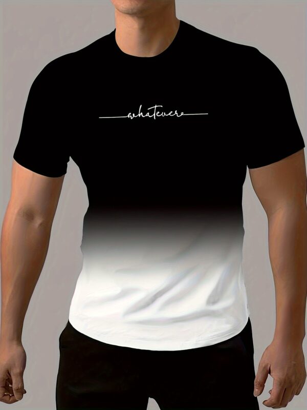 Men's Fashion Gradient Color Sports T-shirt, Casual Stretch Round Neck Tee Shirt For Summer - Image 9