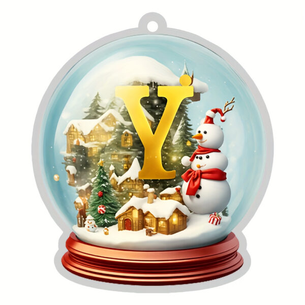 Acrylic Crystal Globe Christmas Ornament with Snowman Figurine - Hanging Alphabet Letters A-Z, Art Deco Style, Thanksgiving & Christmas Tree Decor, No Battery Required - Image 29