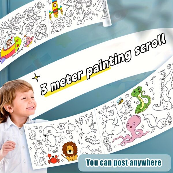 Doodle Painting Roll, Painting Paper Roll DIY Painting Painting Color Filling, Develop Imagination Painting Tools (Without Pen, Uncolored Painting Roll) Halloween/Christmas Gift Easter Gift - Image 8