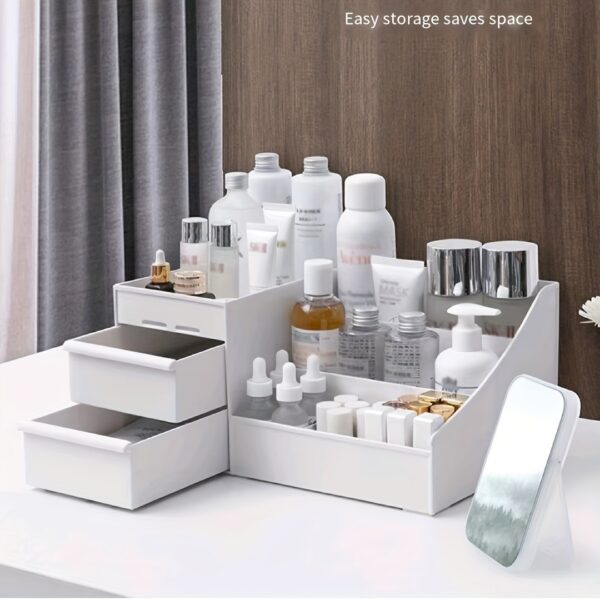 Makeup Organizer for Vanity Large Capacity Desk Storage with Drawers  Holder for Cosmetics, Skincare, Eyeshadow, Lotions, Lipstick, Nail Polish and Jewelry in Bathroom Bedroom Countertop - Image 2