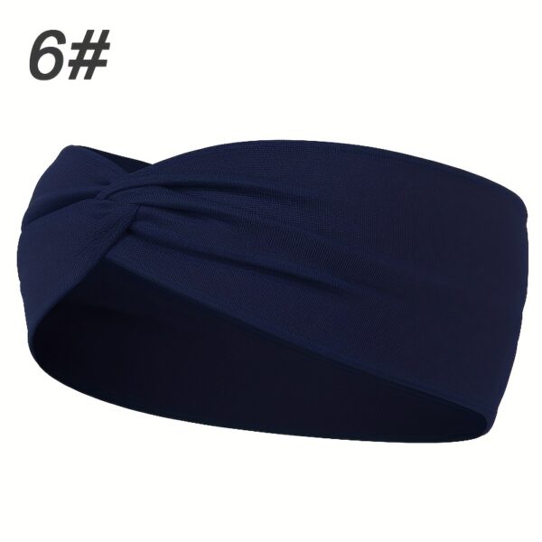 1pcs Solid Color Headband Twist Knotted Hair Band Elastic Hair Band Non Slip Sweat Band Headwear - Image 23