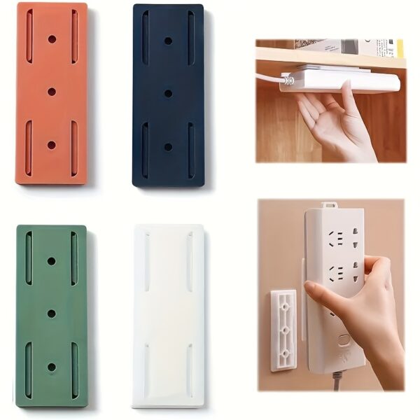 [Customer Favorite] Space-Saving Self-Adhesive Socket Organizer with Cable Management - Easy Install, No Damage Wall Mount Holder, Utility Hooks - Image 9