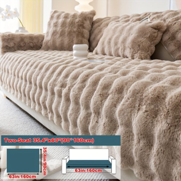 1pc Imitation Rabbit Plush Sofa Cover Winter Warm Thick Plush Soft Sofa Slipcover Pet Favorite Non-slip Protective Couch Cover Furniture Protector For Bedroom Office Living Room Home Decor - Image 25