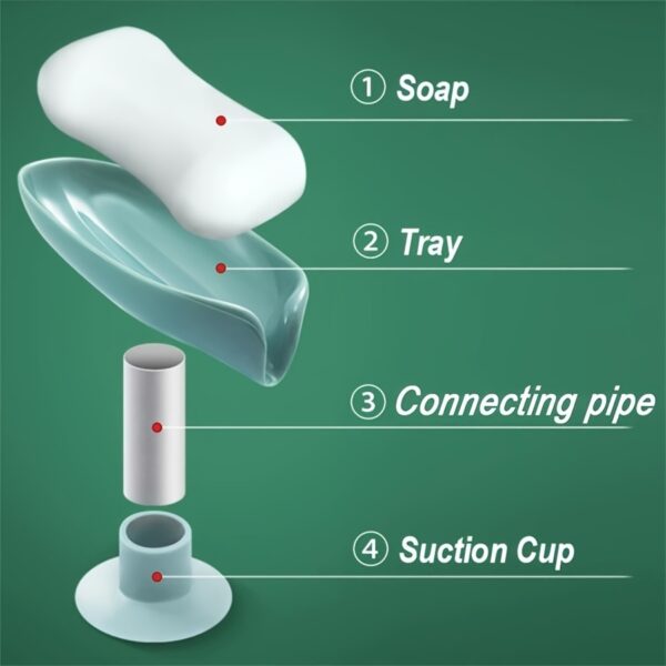 1pc Leaf-Shaped Soap Box Drain Soap Rack Bathroom Accessories Suction Cup Soap Dish Tray Soap Dish Bathroom Soap Box Bathroom Receiver - Image 2