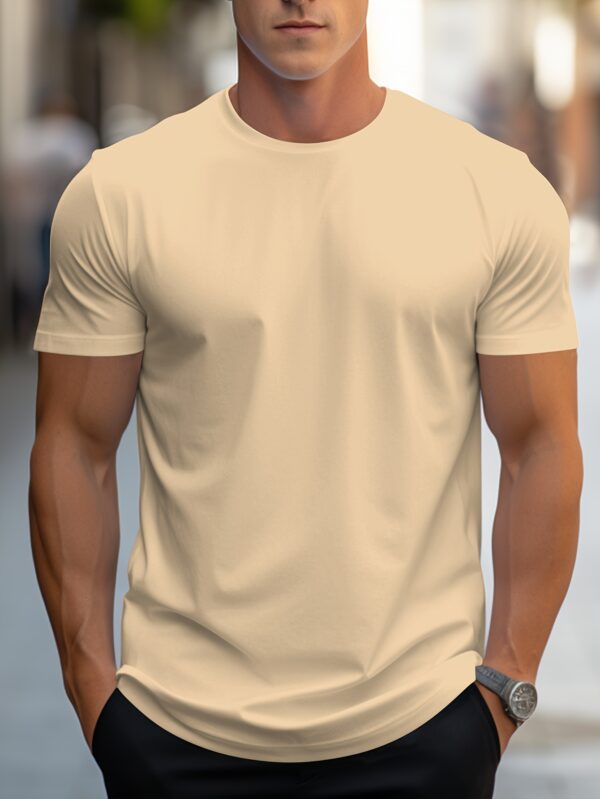 Solid Color Men's Round Neck Short Sleeve Tee Fashion Regular Fit T-Shirt Top For Spring Summer Holiday - Image 8