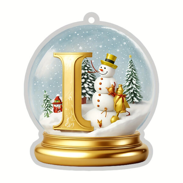 Acrylic Crystal Globe Christmas Ornament with Snowman Figurine - Hanging Alphabet Letters A-Z, Art Deco Style, Thanksgiving & Christmas Tree Decor, No Battery Required - Image 34