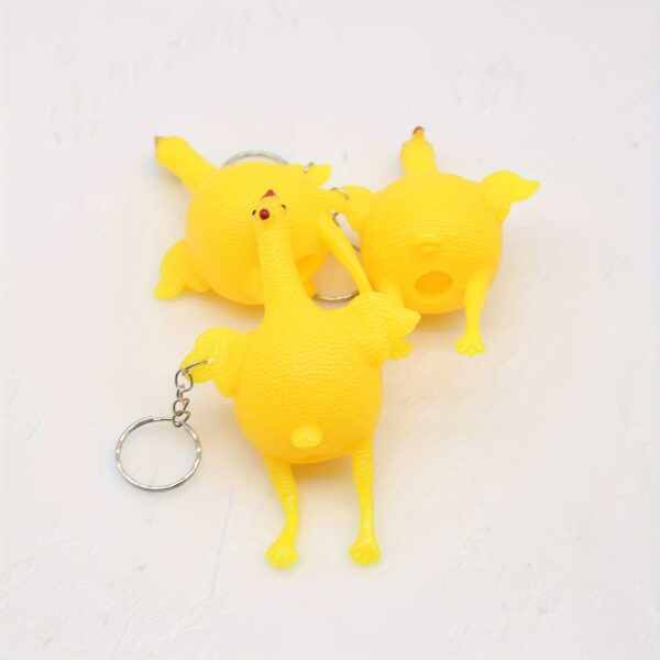 1pc Funny Squeeze Chicken Laying Egg Keychain Anti-Stress Tricky Toys Gag Children's Gift - Image 3