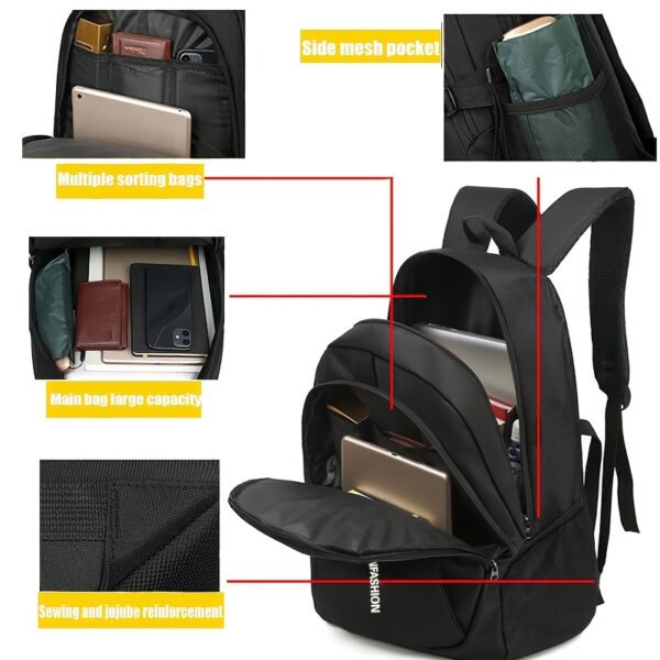 Men's Backpack, Trendy Large Capacity High School Junior High School Student Bag, Travel Bag Computer Bag (Zipper Direction Assorted Varieties) - Image 6
