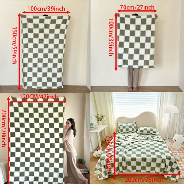 [1pc Cozy Fleece Blanket] 1pc Soft & Cozy Plaid Flannel Fleece Blanket | Multi-Purpose Throw for Adults, Pets, Office, Outdoor Camping, Holiday Gifts | 300-350gsm Knitted Polyester, Multiple Sizes Available, Pet-Friendly, Checkered Pattern - Image 12