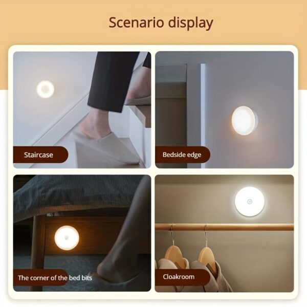 Human Sensing LED Night Light Corridor Wardrobe Bedroom Bedside Sensor Circular Light - Image 9