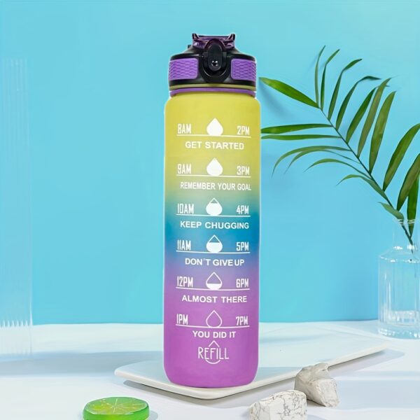1000ml Gradient Sports Water Bottle with Straw - Leak-proof, Marked Scale, & Frosted Grip for Fitness Enthusiasts - Image 15