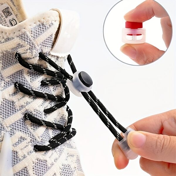 1 Pair Round Elastic Shoelaces, No Tie Shoelaces For Sneakers Casual Shoes Skate Shoes - Image 7