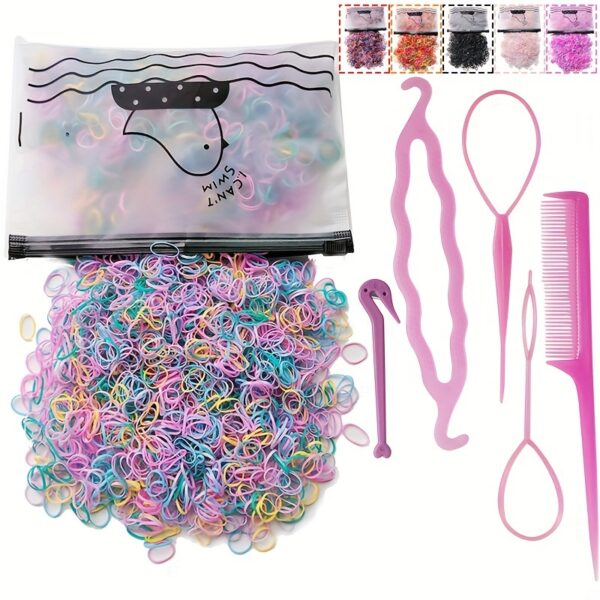 1505pcs Mini Colorful Hair Ties & Styling Tools, Perfect for Girls Hair Accessories, Ideal Choice for Gifts - Image 6