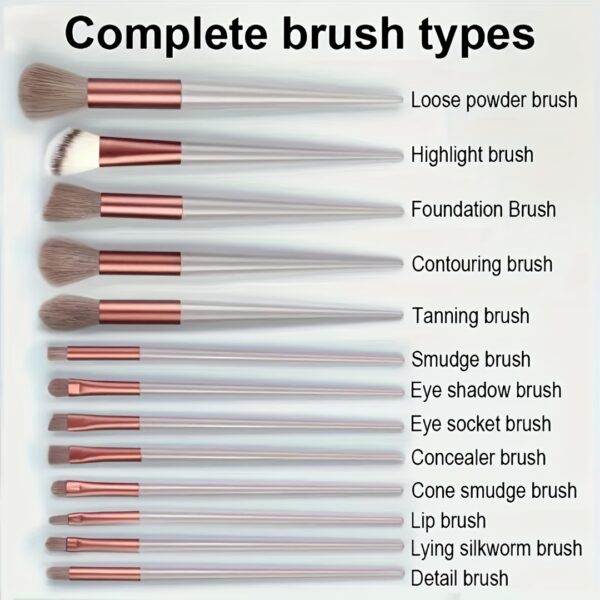 13 Pcs Soft Makeup Brush, For Foundation Blending, Eye Shadow Application, Kabuki Blending Beauty Tools - Image 16