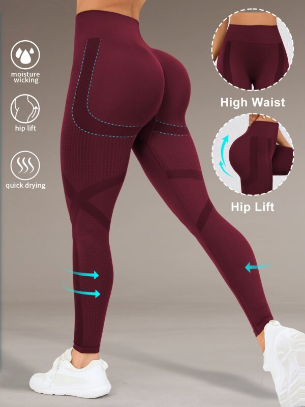 High Waist Butt Lifting Yoga Pants for Women - Moisture-Wicking, High Elasticity Workout Leggings with Wide Waistband, 90% Polyamide & 10% Elastane, Ideal for Running, Gym, and Fall/Winter Activewear, Yoga Wear | Sporty Leggings | Snug Fit, Butt Lifting L