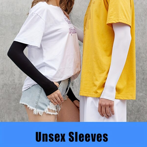 2pcs Women's Ice Sliky Fiber Fabric Arm Sleeve Cooling Hand Covers for Running, Fishing, Cycling - Image 2