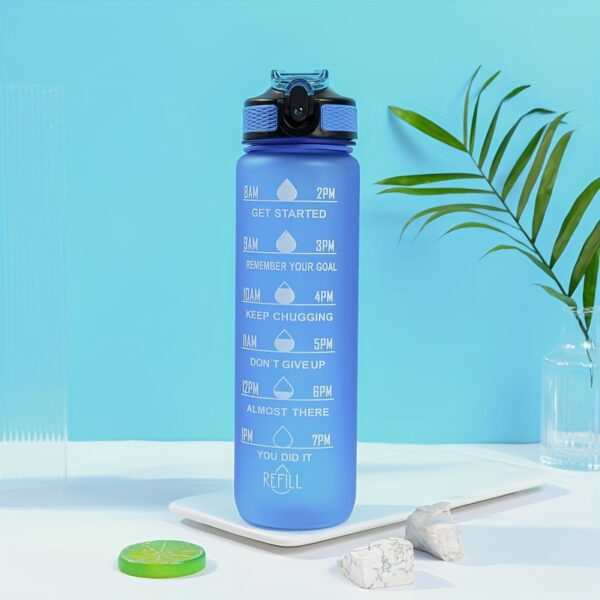 1000ml Gradient Sports Water Bottle with Straw - Leak-proof, Marked Scale, & Frosted Grip for Fitness Enthusiasts - Image 17