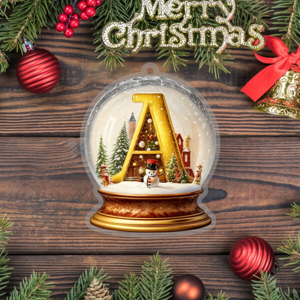 Acrylic Crystal Globe Christmas Ornament with Snowman Figurine - Hanging Alphabet Letters A-Z, Art Deco Style, Thanksgiving & Christmas Tree Decor, No Battery Required - Image 4