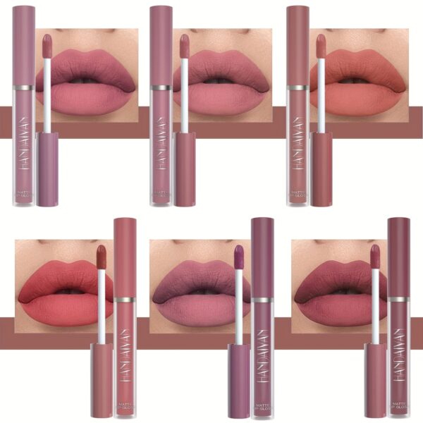 6 Pcs Matte Liquid Lipstick Makeup Set, Matte Liquid Long-Lasting Wear Non-Stick Cup Not Fade Waterproof Lip Gloss - Image 7