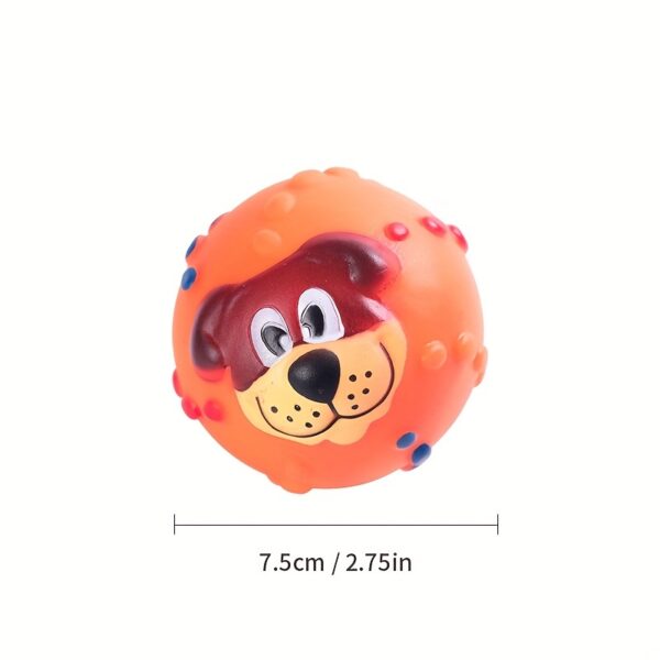 Dog Ball, Cute Pet Puppy Dog Face Ball Molar Throwing Training Soft Squeak Sound Play Toy - Image 2