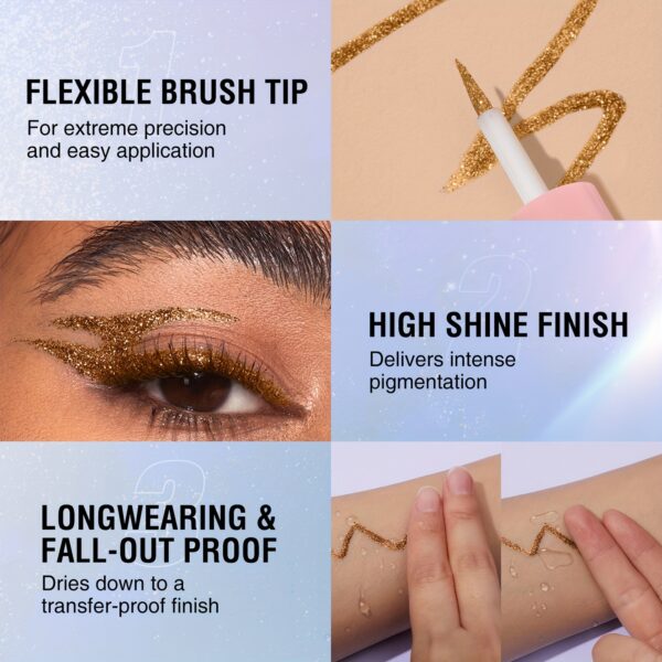 Glitter Liquid Eyeliner Pen, Long Lasting Shimmer Waterproof Colourful Eyeliner, Easy Coloring Smudge Proof Fast Drying Eye Makeup For Music Festival - Image 10