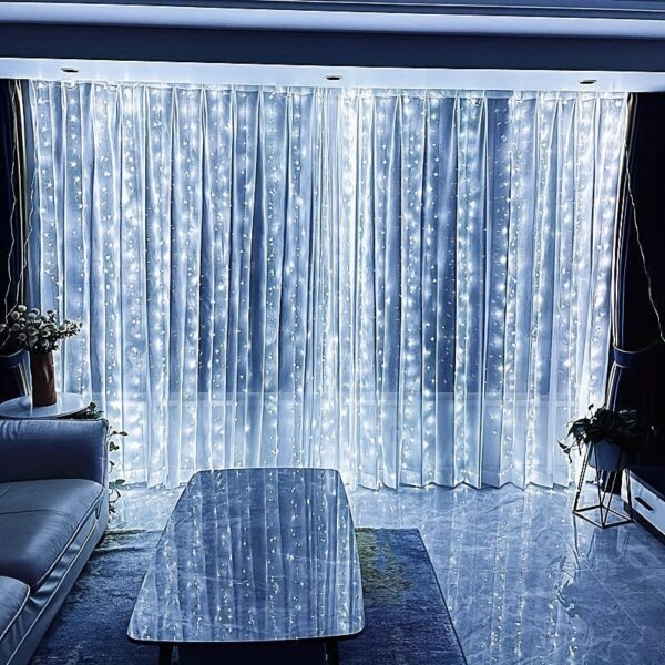 USB-Powered Fairy Curtain Lights with Remote - 8 Modes, Warm White LED String Lights for Bedroom, Indoor Decor, Weddings & Parties - Image 5