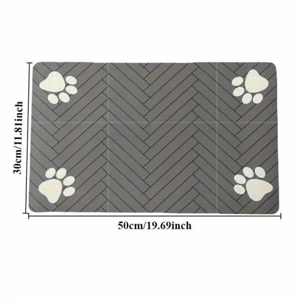 1pc Fast-Drying Diatomaceous Earth Pet Feeding Mat – Splash-Proof, Absorbent, Easy to Clean for Dogs and Cats, Herringbone Pattern with Paw Print Design, Black, Pet Feeding Mats Washable - Image 15