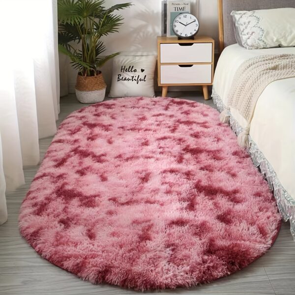 Soft Polyester Plush Oval Area Rug for Bedroom and Living Room - Hand Washable, Perfect for Coffee Table and Doorway Decor - Image 9
