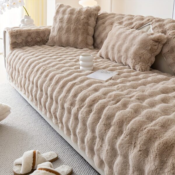 [Thick Plush Rabbit Fur Sofa Cover] Luxurious Faux Rabbit Fur Sofa Cover - Soft, Thick Plush Slipcover for Cozy Winter Warmth - Pet-Friendly, Machine Washable - Fits Single to Four-Seater Sofas - Perfect for Living Room, Bedroom, Office Decor - Image 16