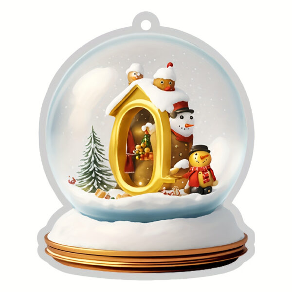Acrylic Crystal Globe Christmas Ornament with Snowman Figurine - Hanging Alphabet Letters A-Z, Art Deco Style, Thanksgiving & Christmas Tree Decor, No Battery Required - Image 21