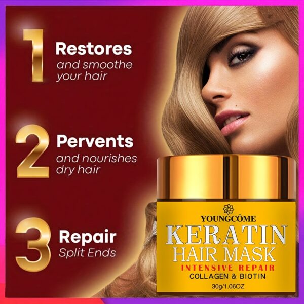 30g Keratin Hair Mask, Strengthens Hair, Deep Smoothing Conditioner, Professional Keratin Hair Care  Cream - Image 12