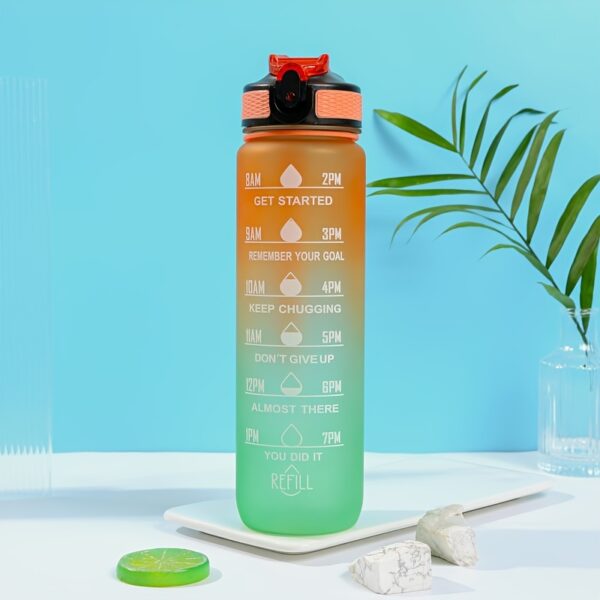 1000ml Gradient Sports Water Bottle with Straw - Leak-proof, Marked Scale, & Frosted Grip for Fitness Enthusiasts - Image 5