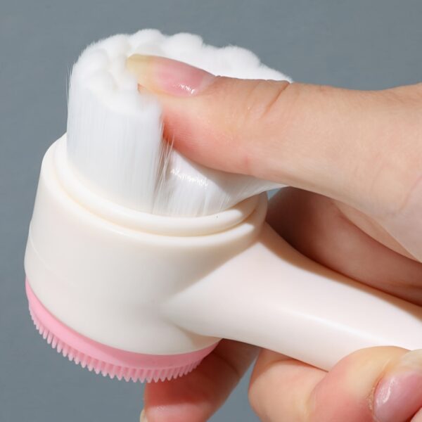 1pc Facial Cleansing Brush, Face Exfoliating Pore Deep Cleansing Brush, Double Side Silicone & Soft Bristle Face Wash Brush, Face Scrubber For Skincare - Image 5