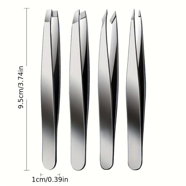 4pcs Professional Tweezers - Perfect For Eyebrow Hair Removal, Splinter & Ingrown Hair Removal & More - With Storage Bag & For Men & Women - Image 7