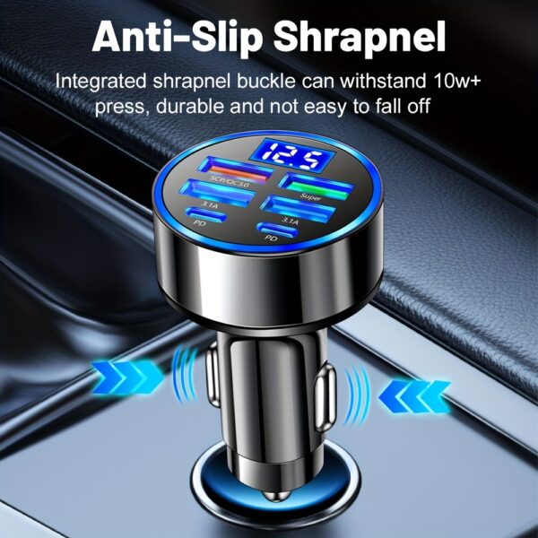 XJDR Multi Port 2PD 4USB Car Charger Fast Charging PD QC3.0 USB C Car Phone Charger Type C Adapter in Car - Image 4
