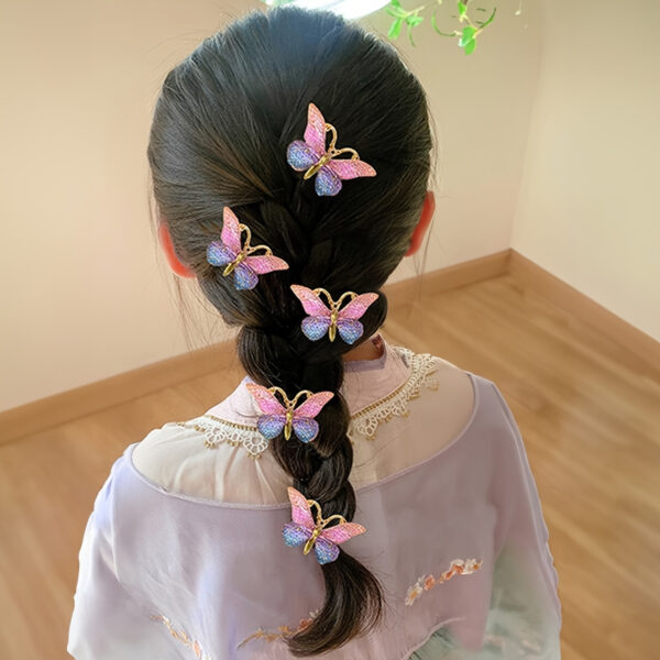 5pcs Whimsical Boho Butterfly Hair Clips for Girls - Sparkling Alloy Hair Accessories with Adorable Design - Perfect for Little Princesses - Image 3