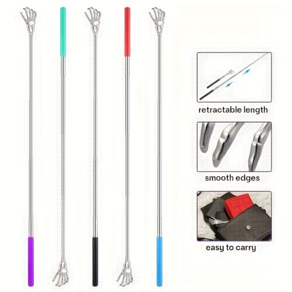 Adjustable Stainless Steel Back Scratcher with Extendable Claw - Portable, Ergonomic Handle, 3 Color Options, Ideal for Massage and Itch - Image 4