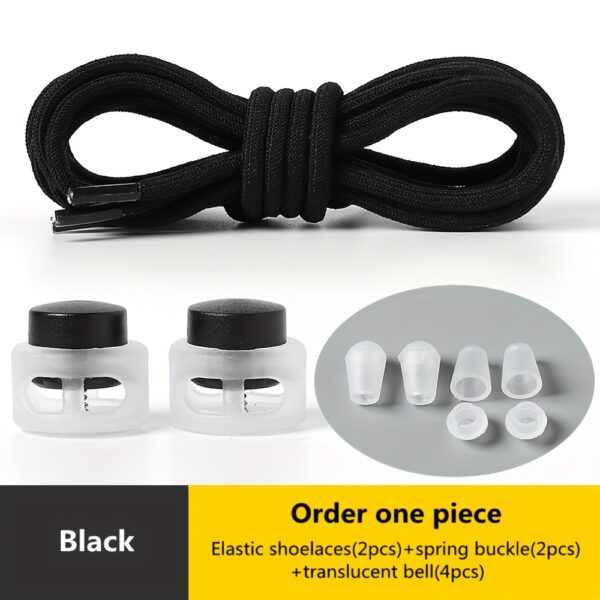 1 Pair Round Elastic Shoelaces, No Tie Shoelaces For Sneakers Casual Shoes Skate Shoes - Image 5