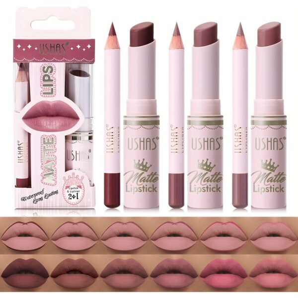 Golden Box Matte Lipstick + Lip Liner Lasting Waterproof Nude Lipstick 24 Hour Waterproof Velvet Nonstick Cup Lipgloss Lip Stain Pigmented Lip Makeup Valentine's Day Gifts - Image 12